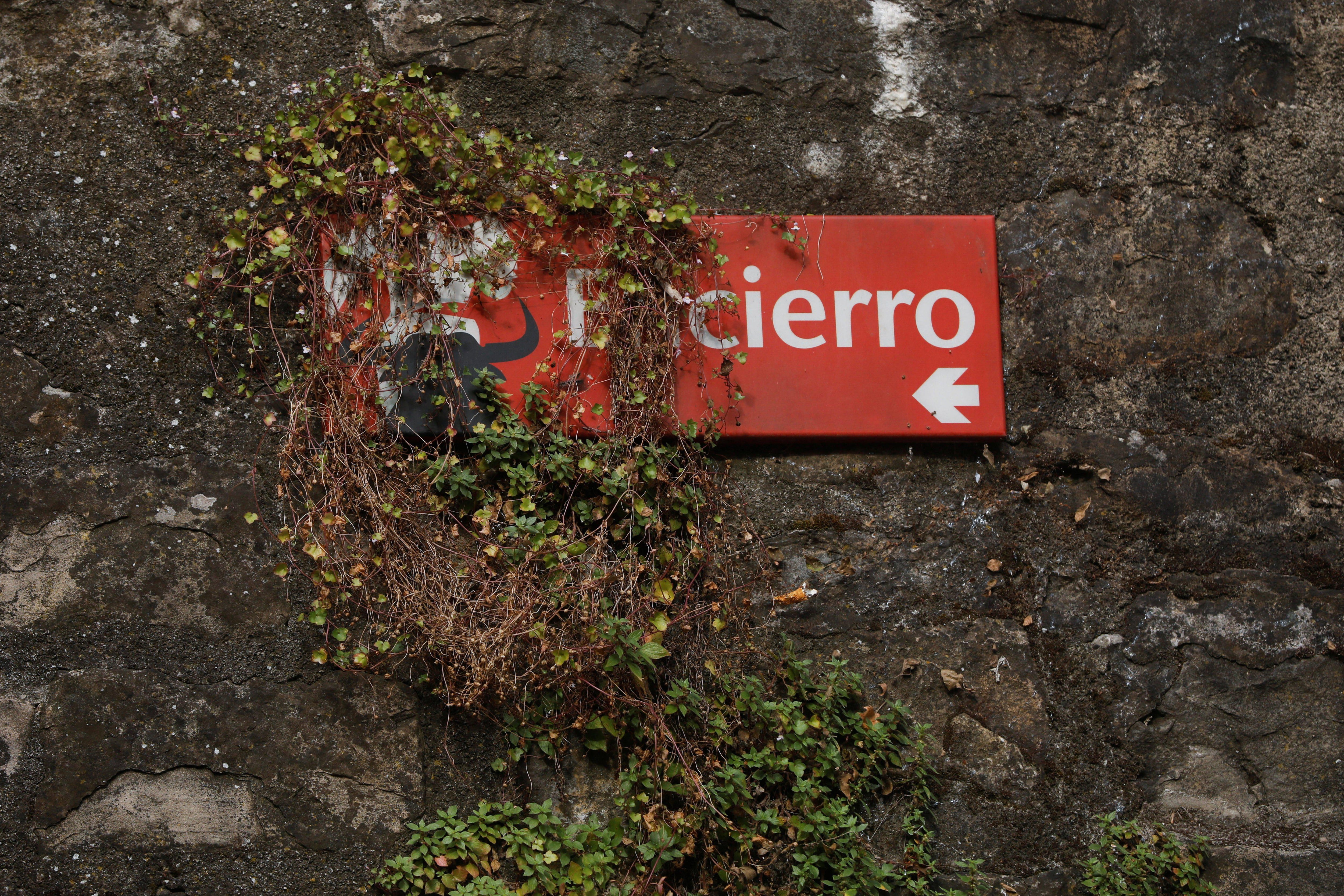 Un letrero de encierro está cubierto de plantas el día en que se suponía que comenzaría la fiesta de San Fermín, ya que ha sido cancelada por segundo año consecutivo debido al brote de la enfermedad del coronavirus (COVID-19), en Pamplona, ​​España. (Foto: REUTERS/Susana Vera)