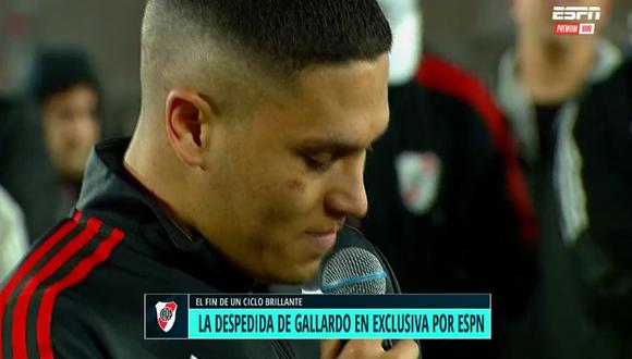 'Juanfer' Quintero le dedicó unas emotivas palabras a Gallardo en su despedida. Foto: ESPN