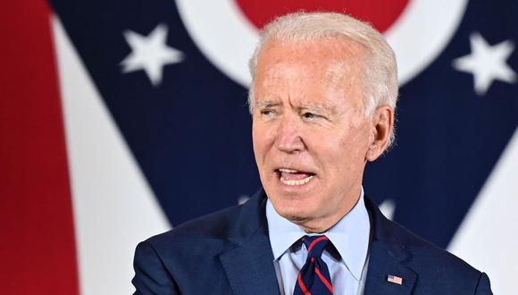 El candidato presidencial demócrata y exvicepresidente Joe Biden pronuncia un discurso en un evento en Cincinnati, Ohio, el 12 de octubre de 2020. (Foto de JIM WATSON / AFP).