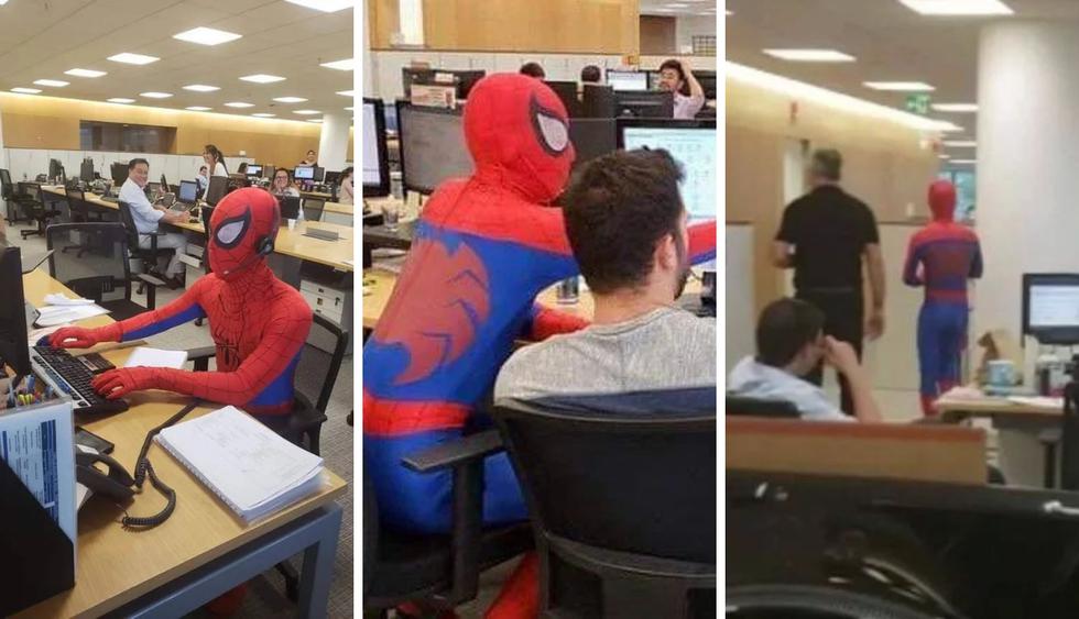 Era su último día en la oficina y decidió ir disfrazado como el Hombre  Araña | REDES-SOCIALES | EL COMERCIO PERÚ