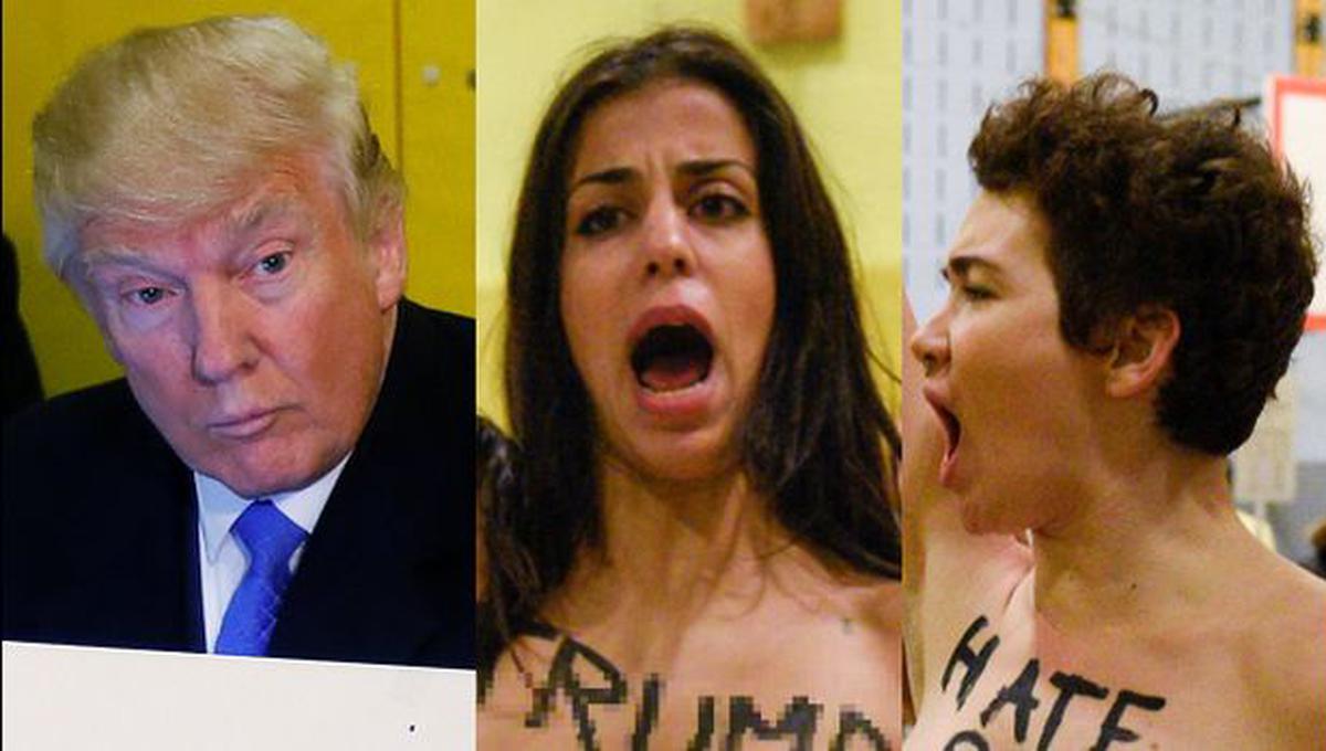 Irrumpieron casi desnudas en local de votación de Trump [VIDEO]