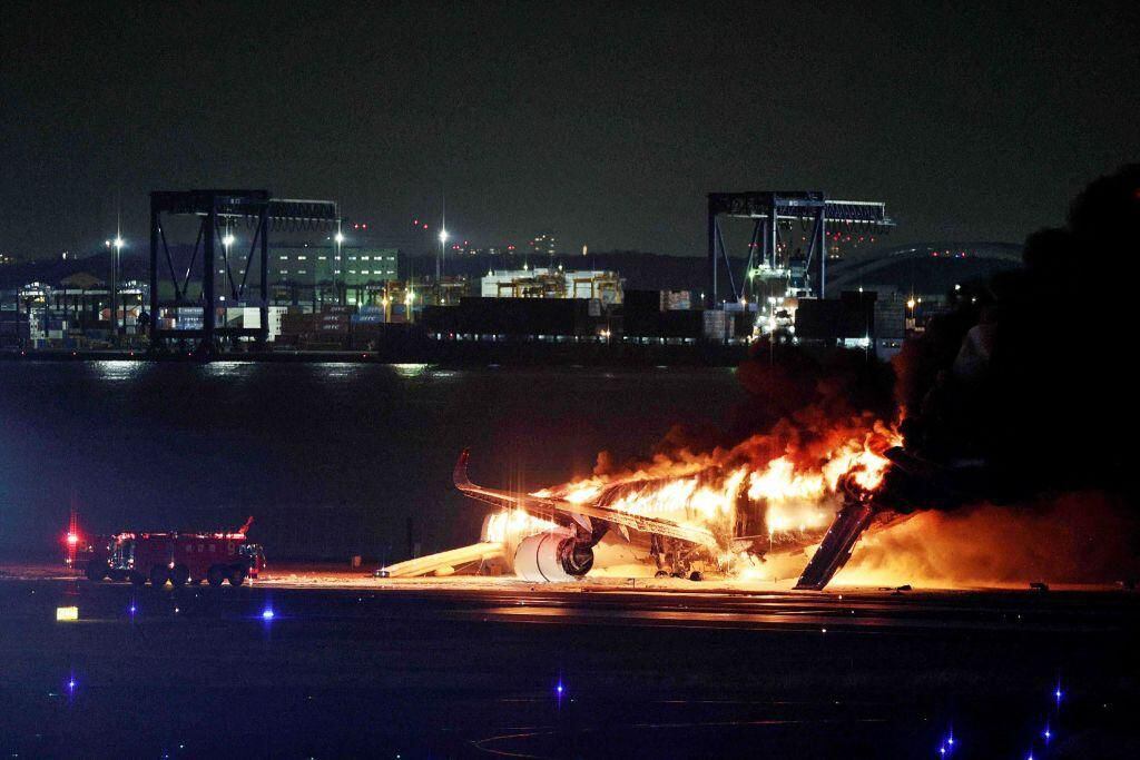 The plane caught fire after passengers left.  (GET IMAGES).