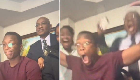 En esta imagen se aprecia la emocionante reacción de un joven al enterarse que fue aceptado en Harvard. (Foto: @tawanasauruswreck / TikTok)