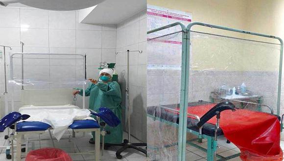 Micas transparentes impermeables fueron colocadas para impedir el contacto con los fluidos que se expulsan durante el nacimiento de los bebés. (Foto: Dirección Regional de Salud de Áncash)
