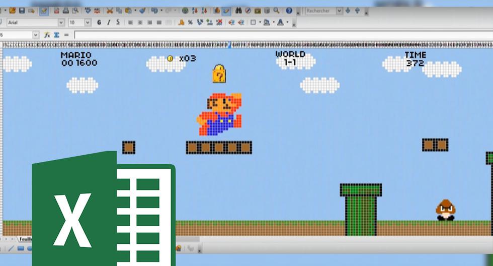 Mario Bross en Microsoft Excel es posible. (Imagen: Captura)