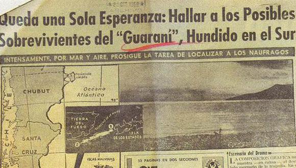 La portada del diario Clarín, sobre la desaparición del buque ARA Guaraní. (Foto: Fundación Marambio)