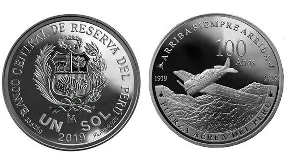 Moneda conmemorativa por los 100 años de la Fuerza Aérea del Perú. (Foto: BCR)