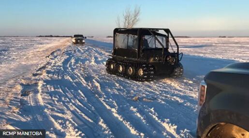 Police used snowmobiles and ATVs to navigate deep snow.