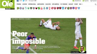 "Peor imposible": así reaccionó la prensa argentina por la derrota ante Colombia en Copa América | FOTOS