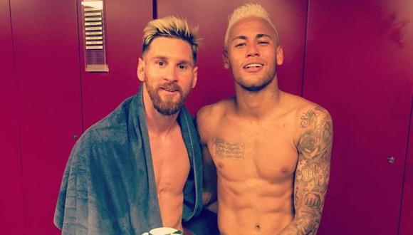 Neymar celebra junto a Lionel Messi con foto a lo "Dragon Ball"