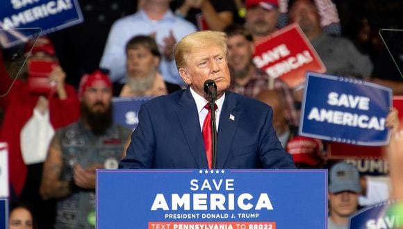 El expresidente Donald J. Trump habla en el Mohegan Sun Arena en Wilkes-Barre, Pensilvania, EE. UU., el 3 de septiembre de 2022. (Foto referencial de EFE/EPA/TRACIE VAN AUKEN)