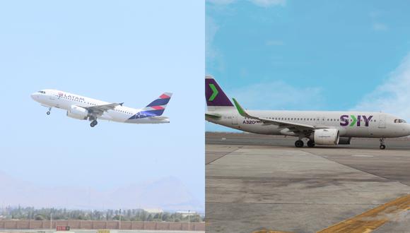 Latam movilizó un total de 815.329 pasajeros en agosto, mientras que Sky Airlines, transportó a 143.622. (Foto composición: GEC / EFE)