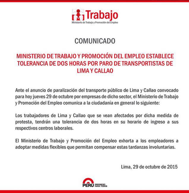 Paro de transporte: 2 horas de tolerancia para entrar a trabajo - 2