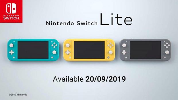 La Nintendo Switch Lite llegará en tres colores: gris, turqueza y amarillo. (Captura de pantalla)