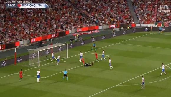 Portugal vs. Italia: Romagnoli evitó gol luso con esta gran salvada en la línea del arco. (Foto: captura)
