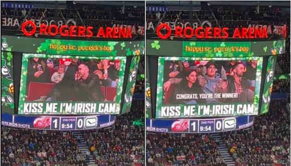 Este ‘kiss cam’ causa furor en redes sociales: mujer besa a un desconocido y al final llega su novio (Foto: TikTok/ahgahoeee).