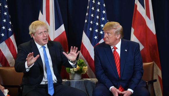 El presidente de los Estados Unidos, Donald Trump, y el primer ministro británico, Boris Johnson, tienen una reunión en la sede de la ONU en Nueva York al margen de la Asamblea General de las Naciones Unidas el pasado 24 de septiembre de 2019. (AFP)