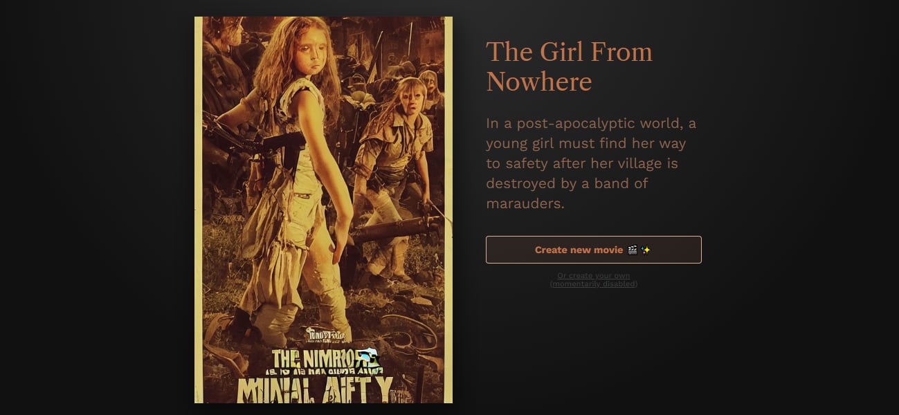 The Girl From Nowhere.  (Photo: screenshot, This Movie Does Not Exist)