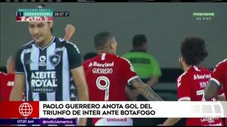 Paolo Guerrero anotó de zurda en la victoria del Internacional contra Botafogo 