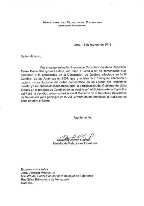 Carta de Cayetana Aljovín.