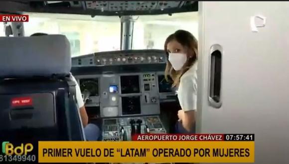 El vuelo, operado íntegramente por mujeres, partió de Lima a las 8:30 a.m. de este martes. (Foto: Buenos Días Perú)
