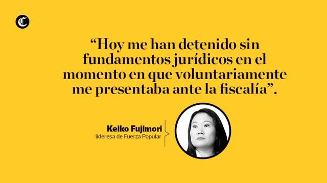 Keiko Fujimori publicó un escrito a mano en su cuenta de Twitter, cuestionando la orden de detención preliminar por 10 días en su contra. (Composición: Ángela Peña / El Comercio)