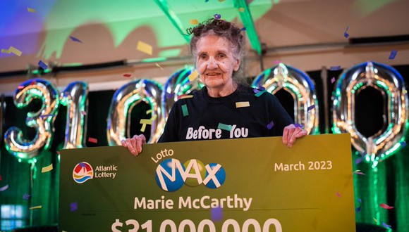 Marie McCarthy, de 83 años, se embolsó 31 millones en la lotería. (Foto: Atlantic Lottery)