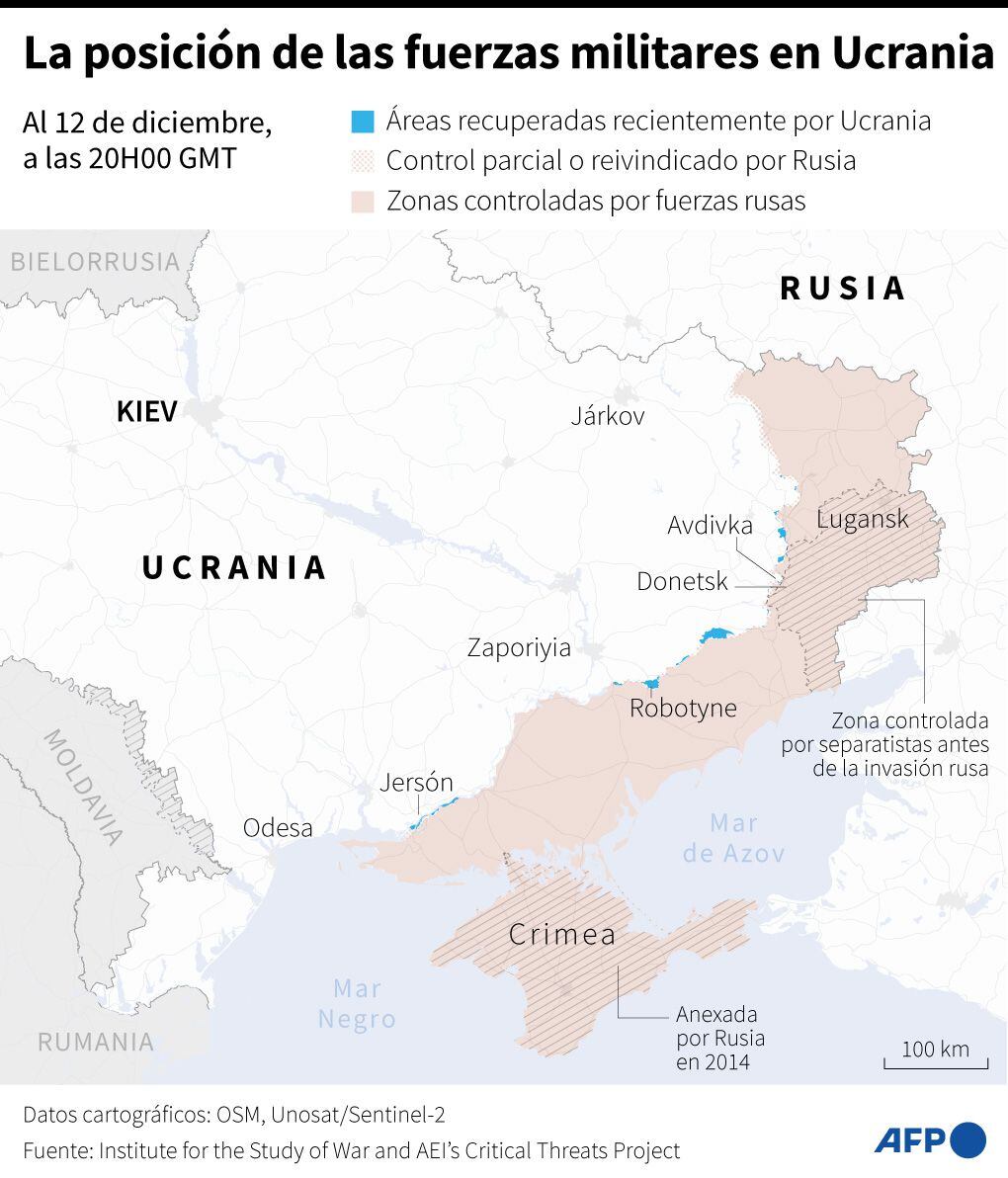 The situation of the war in Ukraine on December 12, 2023. (AFP).