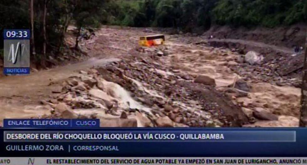 Vía Cusco-Quillabamba bloqueada tras intensas lluvias. (Captura: Canal N)