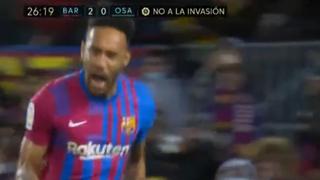 Pierre Emerick Aubameyang marca el 3-0 de Barcelona sobre Osasuna | VIDEO
