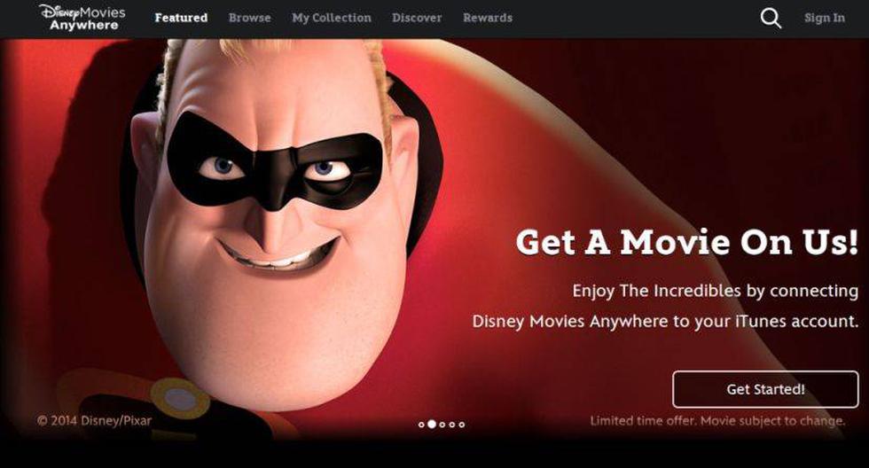 Disney ofrece la película 'Los increíbles' gratuitamente a los que se inscriban a su servicio. (Captura: disneymoviesanywhere)