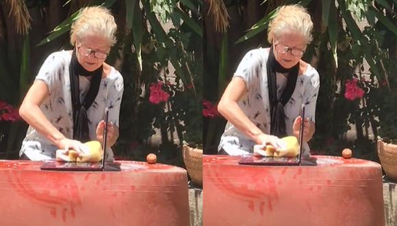 La abuelita solamente quería ayudar. (Foto: Captura/TikTok-Aarón Yera)