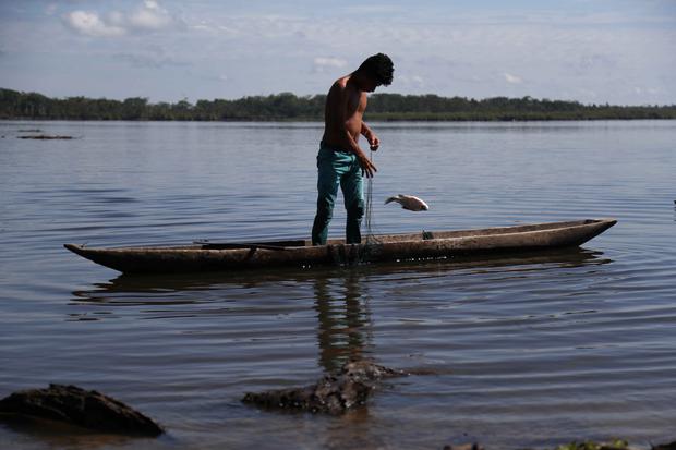 The fishermen in the Amazonian rivers have a particular language, one of the words they use is "mansionar", when they wait for the fishing to take place, as reflected in the novel.  Photo: EFE/ Paolo Aguilar.