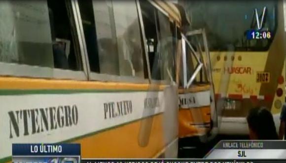 San Juan de Lurigancho: choque de buses dejó diez heridos