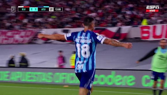 Ramiro Ruíz Rodríguez anotó el empate de Atlético Tucumán ante River Plate. (Foto: Captura ESPN)