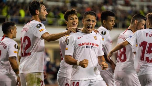 Javier 'Chicharito' Hernández anotó su primer gol con camiseta de Sevilla. (Foto: Sevilla)