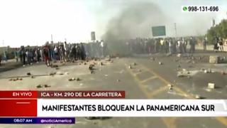 Ica: trabajadores del sector agrario acatan paro indefinido y bloquean el kilómetro 290 de la Panamericana Sur  