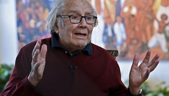 El premio Nobel de la Paz argentino, activista de derechos humanos y artista Adolfo Pérez Esquivel. (Foto de Luis ROBAYO/AFP)