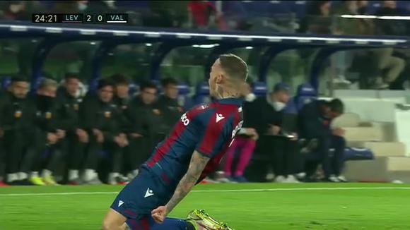 José Gómez Campaña y Roger Martí marcaron los goles del Levante 2 vs. Sevilla 0 por LaLiga.(VIDEO: ESPN)