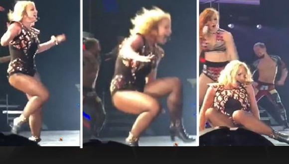 Britney Spears se cayó en concierto en Las Vegas (VIDEO)