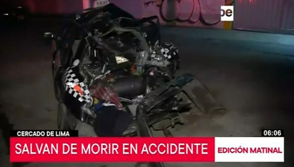 El accidente ocurrió a las 3:48 a.m y dos unidades llegaron hasta el lugar para atender la emergencia. (Captura: TV Perú Noticias)