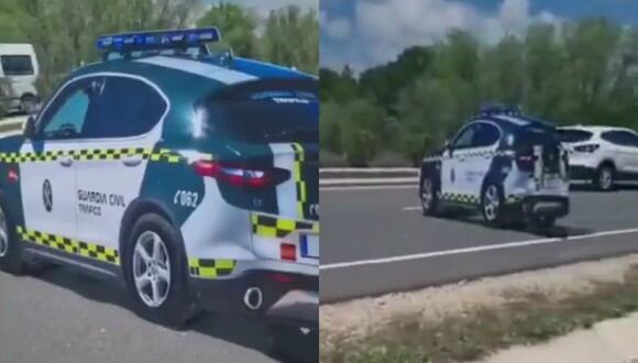 Una empresa creó un coche de cartón con las características del vehículo oficial de la Guardia Civil, con la intención que los conductores reduzcan la velocidad en las carreteras. (Foto: Twitter / SocialDrive).