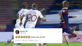 Neymar ‘estalló' en Twitter por penal a favor del Barcelona pero luego borró la publicación