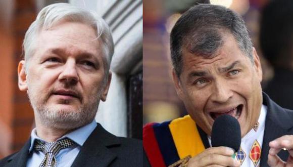 Julian Assange, fundador de WikiLeaks, y Rafael Correa, presidente de Ecuador.