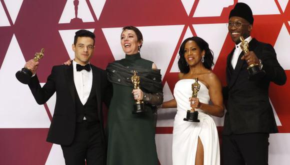 Rami Malek, Olivia Colman, Regina King y Mahershala Ali, ganadores de los principales premios de los Oscar 2019. (Foto: EFE)