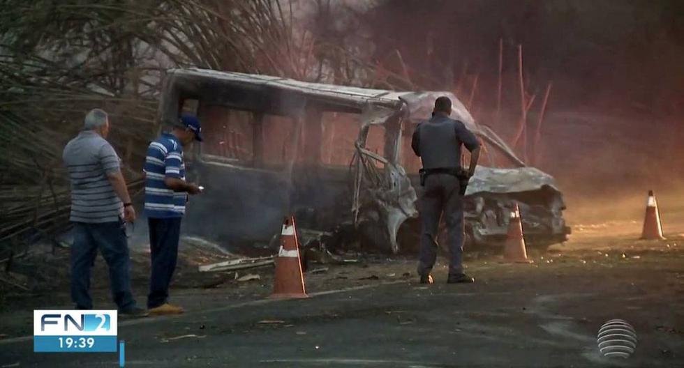 Choque de autos provocó la muerte de 6 personas, en Brasil. Las autoridades señalaron que una de las causas de la colisión fue la poca visibilidad de la zona por el humo de los incendios. (Foto: Captura)