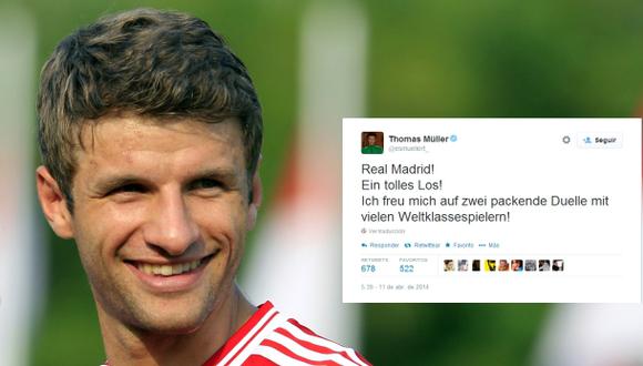Thomas Müller y su reacción vía Twitter tras ver el sorteo