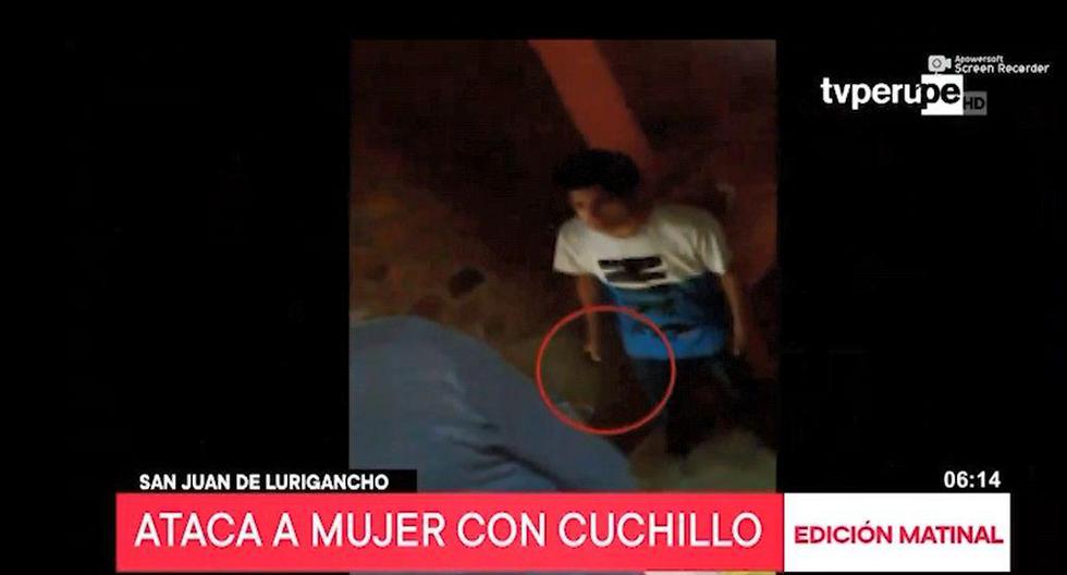 Agraviada grabó a su ex pareja cuando fue amenazada con un cuchillo. (Captura: TV Perú Noticias)