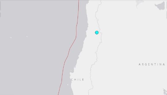 Un sismo de magnitud 4,8 sacudió Chile el 16 de agosto de 2023. (Captura de USGS)