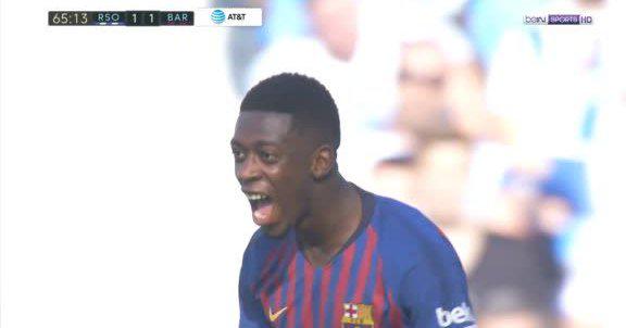 Ousmane Dembélé firmó su tercer gol con Barcelona en la Liga de España. En esta ocasión aprovechó un grosero error del arquero de la Real Sociedad